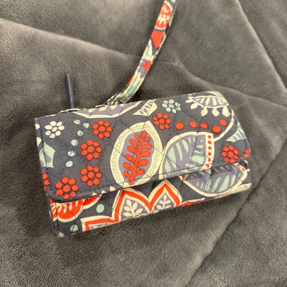 Vera Bradley Floral Clutch in Gray and Red